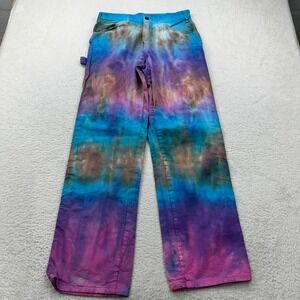 Dickies Tie Dye Carpenter Pants Men Blue Purple Pink Distressed Workwear 32x32